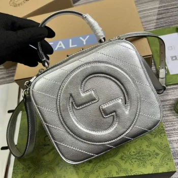 Gucci  744434 Gucci Blondie top handle bag Metallic silver leather