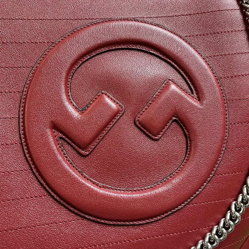 Gucci 751516 Gucci Blondie Medium Toed Bag Red leather