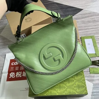 Gucci 751516 Gucci Blondie Medium Tote Bag  Light Green leather