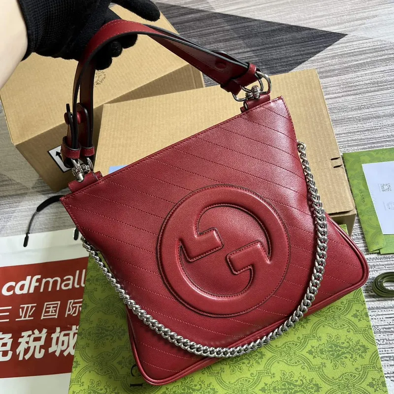 Gucci 751518 Gucci Blondie Small Tote Bag  Red leather