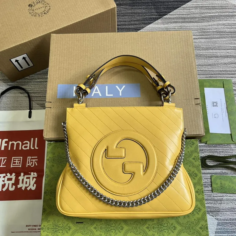Gucci 751518 Gucci Blondie Small Tote Bag  Yellow leather