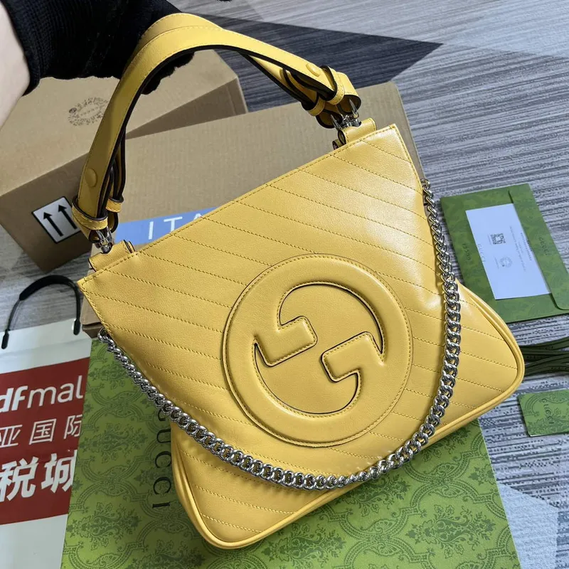 Gucci 751518 Gucci Blondie Small Tote Bag  Yellow leather