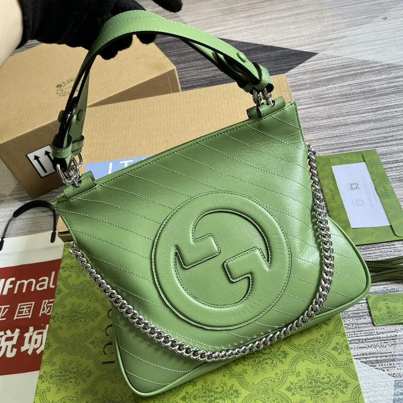 Gucci 751518 Gucci Blondie Small Tote Bag  Light Green leather