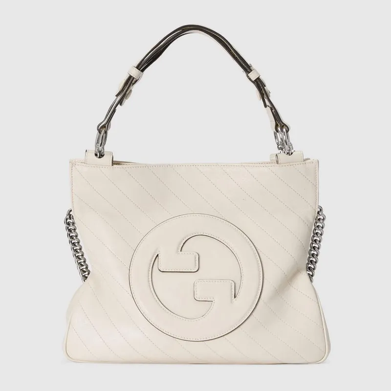 Gucci 751518 Gucci Blondie Small Tote Bag  White leather