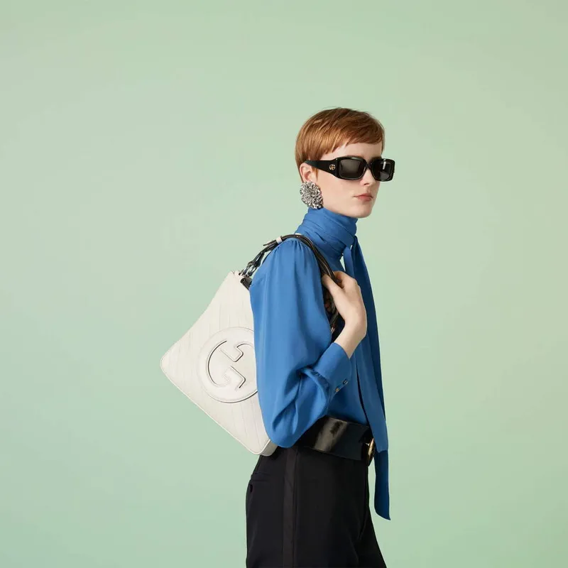 Gucci 751518 Gucci Blondie Small Tote Bag  White leather