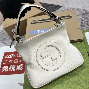Gucci 751518 Gucci Blondie Small Tote Bag  White leather