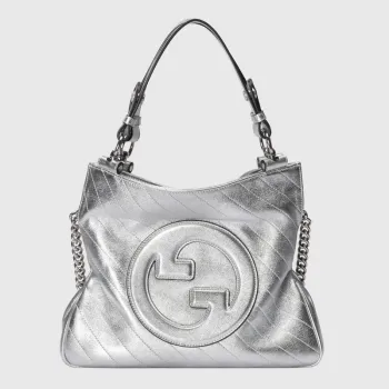 Gucci 751518 Gucci Blondie Small Tote Bag  Silver lamé leather