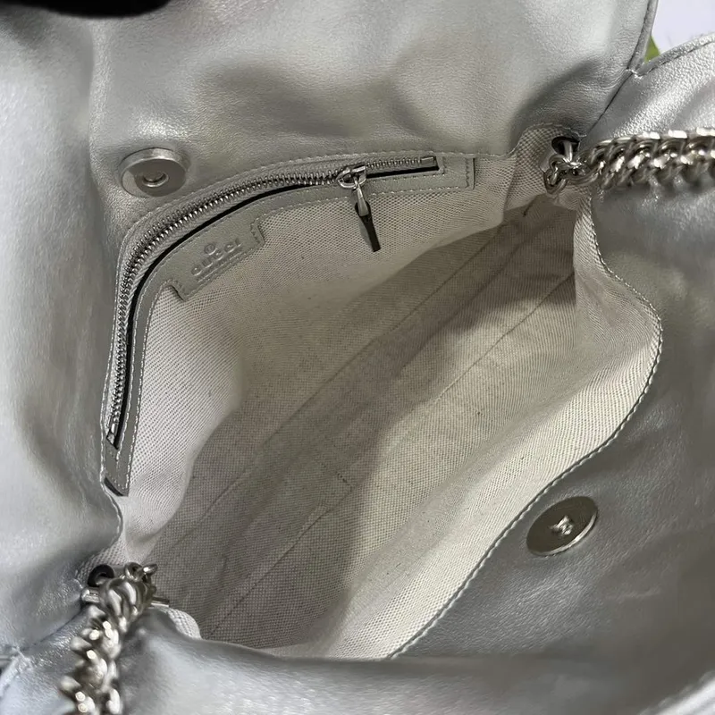 Gucci 751518 Gucci Blondie Small Tote Bag  Silver lamé leather