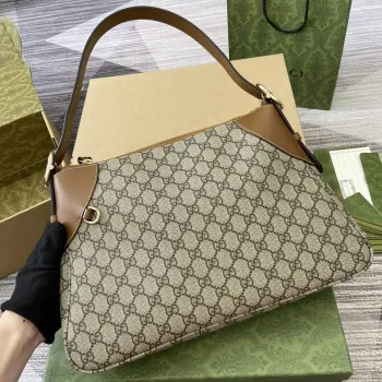 Gucci 815217 GG Emblem Medium Shoulder Bag Brown