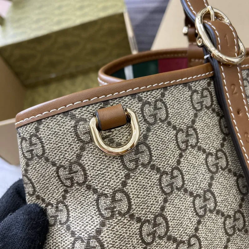 Gucci 815213 GG Emblem Medium Tote Bag Brown