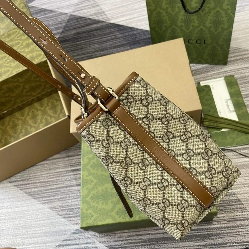 Gucci 815214 GG Emblem Small Tote Bag Brown