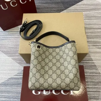 Gucci 815118 GG Emblem Mini Bucket Bag Black