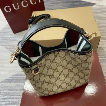 Gucci 815118 GG Emblem Mini Bucket Bag Black
