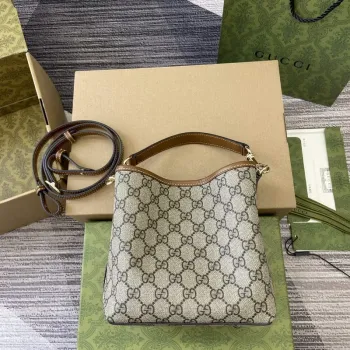 Gucci 815118 GG Emblem Mini Bucket Bag Brown