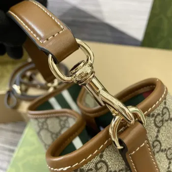 Gucci 815118 GG Emblem Mini Bucket Bag Brown