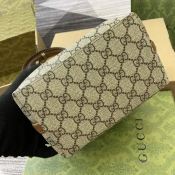 Gucci 815118 GG Emblem Mini Bucket Bag Brown