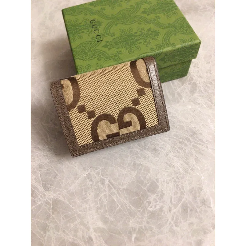 Gucci 658244 Original Brown leather bamboo wallet