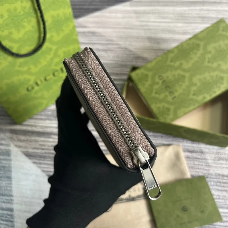 Gucci 739484 Original Gray leather Jumbo GG zip around wallet
