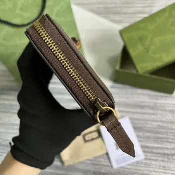 Gucci 658634 Original Brown leather bamboo wallet