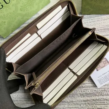 Gucci 658634 Original Brown leather bamboo wallet