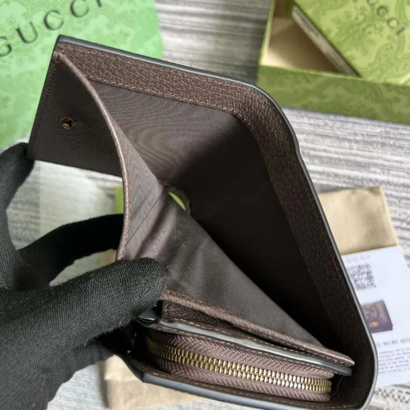 Gucci 658635 Original Brown leather bamboo wallet