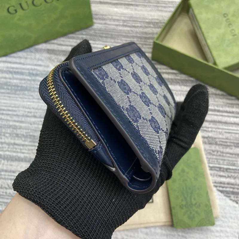 Gucci 790037 Gucci Luce mini zip wallet Blue leather