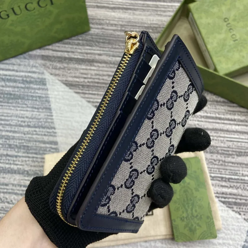 Gucci 790037 Gucci Luce mini zip wallet Blue leather