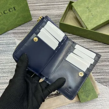 Gucci 790037 Gucci Luce mini zip wallet Blue leather
