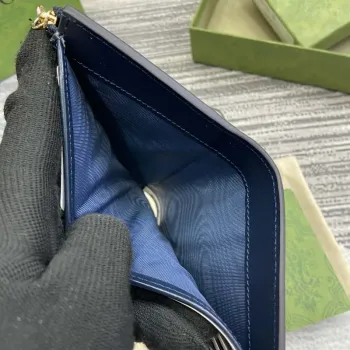 Gucci 790037 Gucci Luce mini zip wallet Blue leather