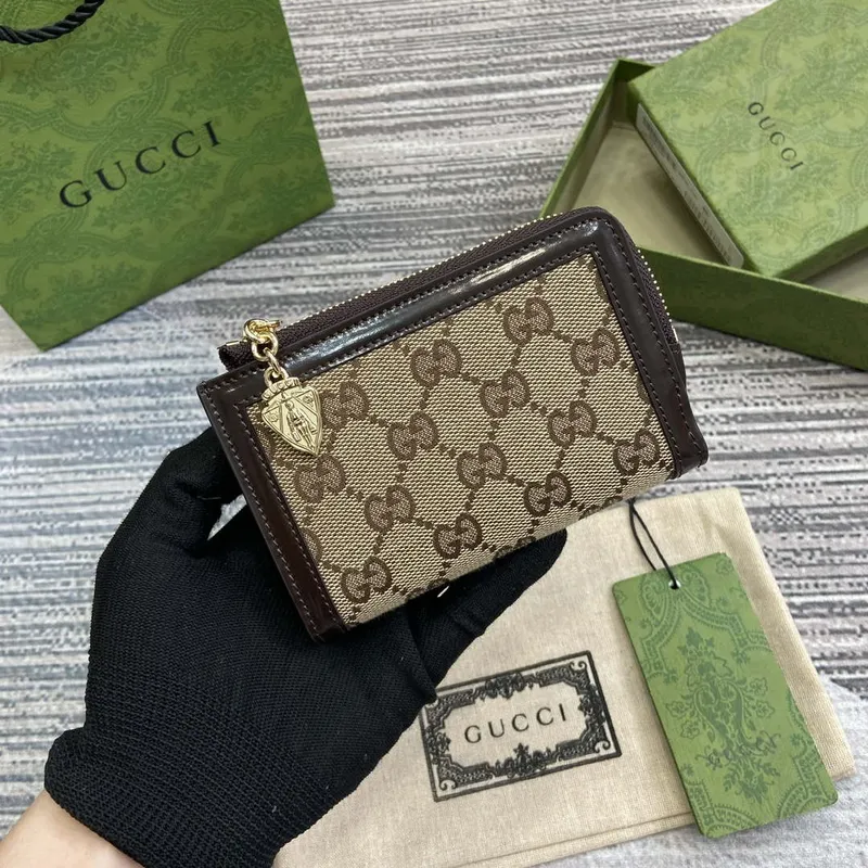 Gucci 790037 Gucci Luce mini zip wallet  Brown leather
