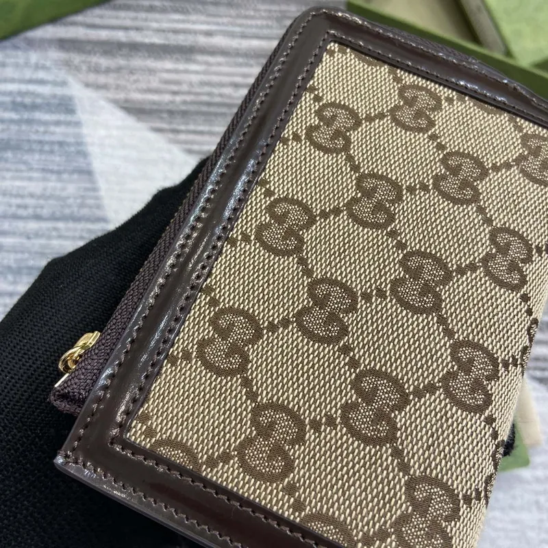 Gucci 790037 Gucci Luce mini zip wallet  Brown leather