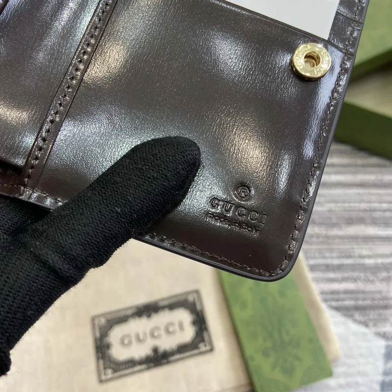 Gucci 790037 Gucci Luce mini zip wallet  Brown leather