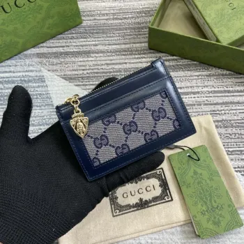 Gucci 790033 GG card case wallet Blue leather