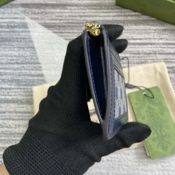 Gucci 790033 GG card case wallet Blue leather