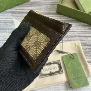 Gucci 790033 GG card case wallet Brown leather