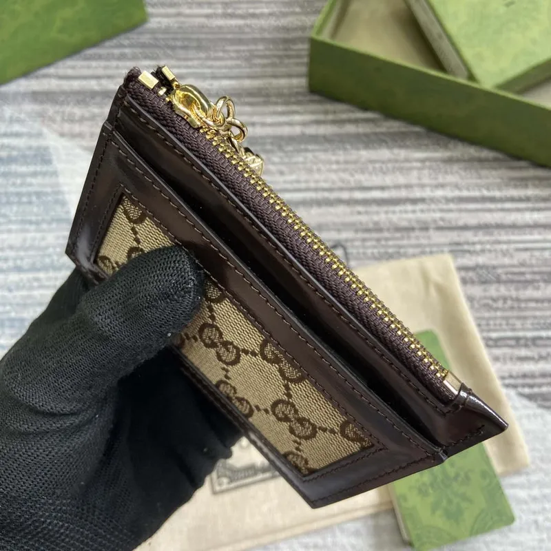 Gucci 790033 GG card case wallet Brown leather