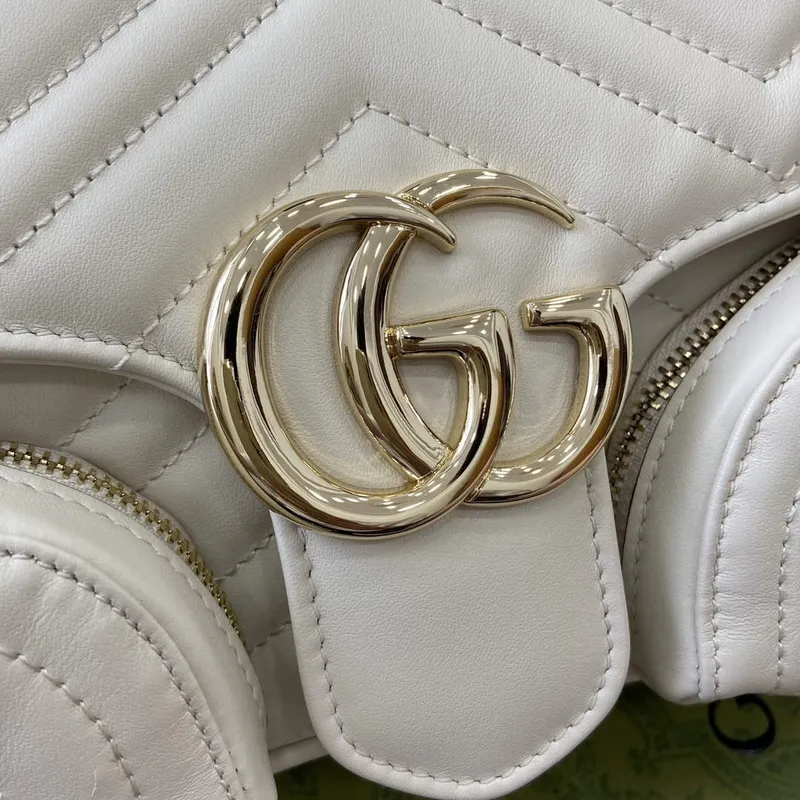 Gucci 795228 GG Marmont Small Multi Pocket Bag White