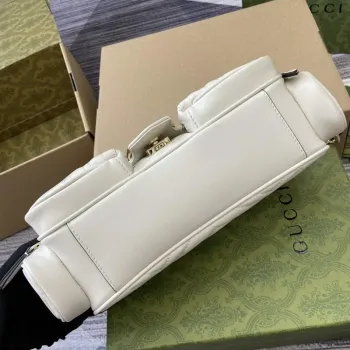 Gucci 795228 GG Marmont Small Multi Pocket Bag White