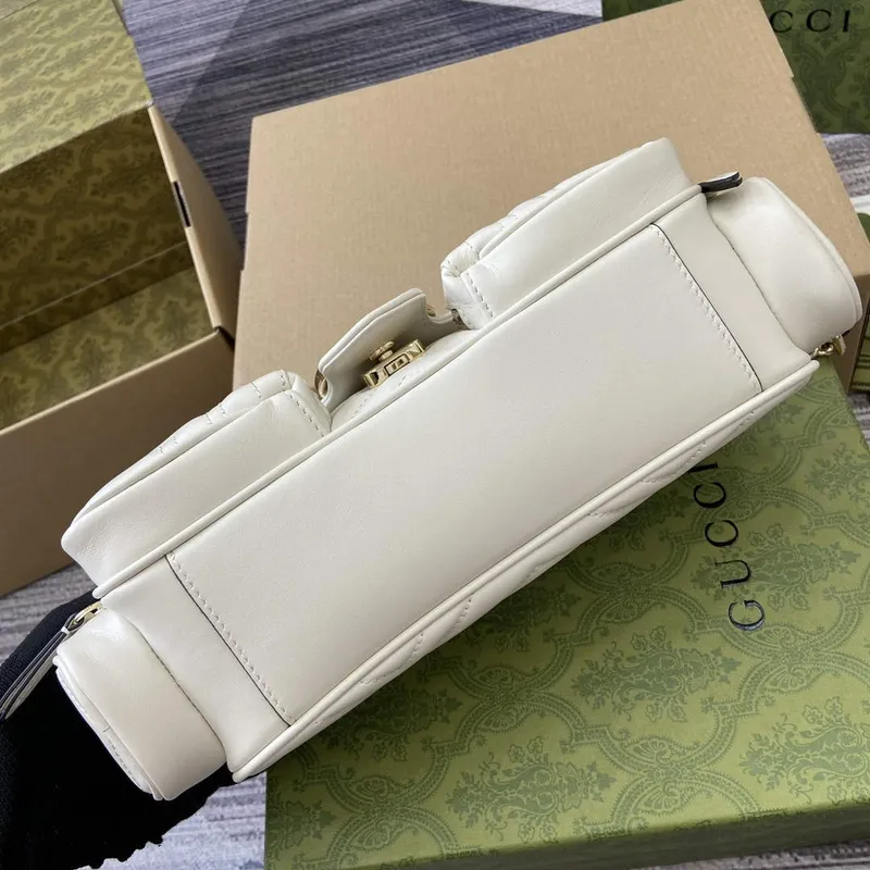 Gucci 795228 GG Marmont Small Multi Pocket Bag White