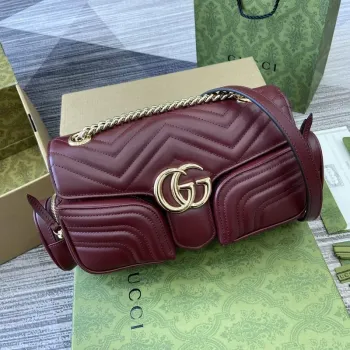 Gucci 795228 GG Marmont Small Multi Pocket Bag Wine red