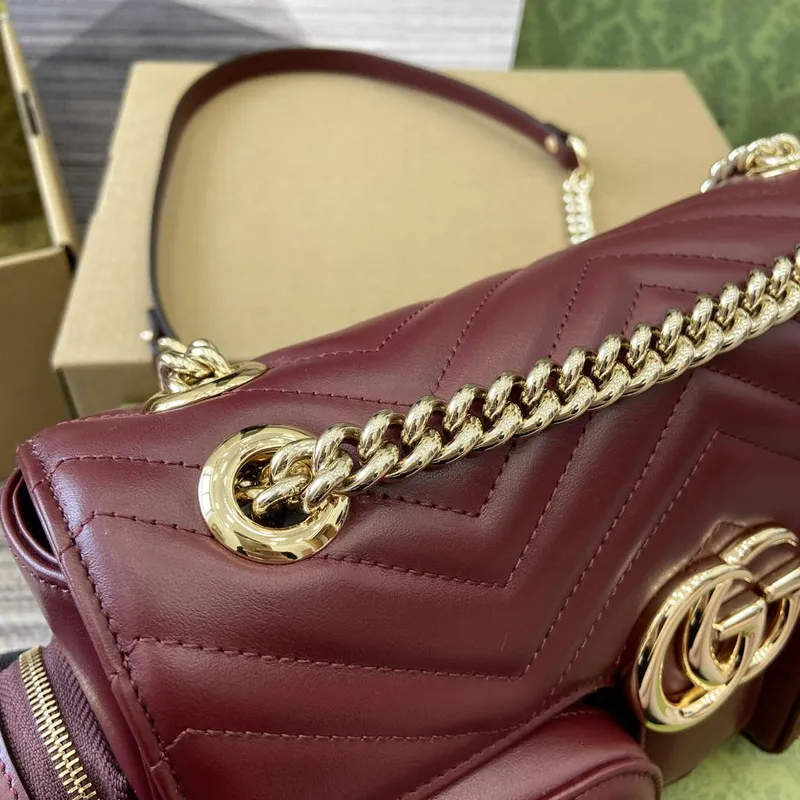 Gucci 795228 GG Marmont Small Multi Pocket Bag Wine red