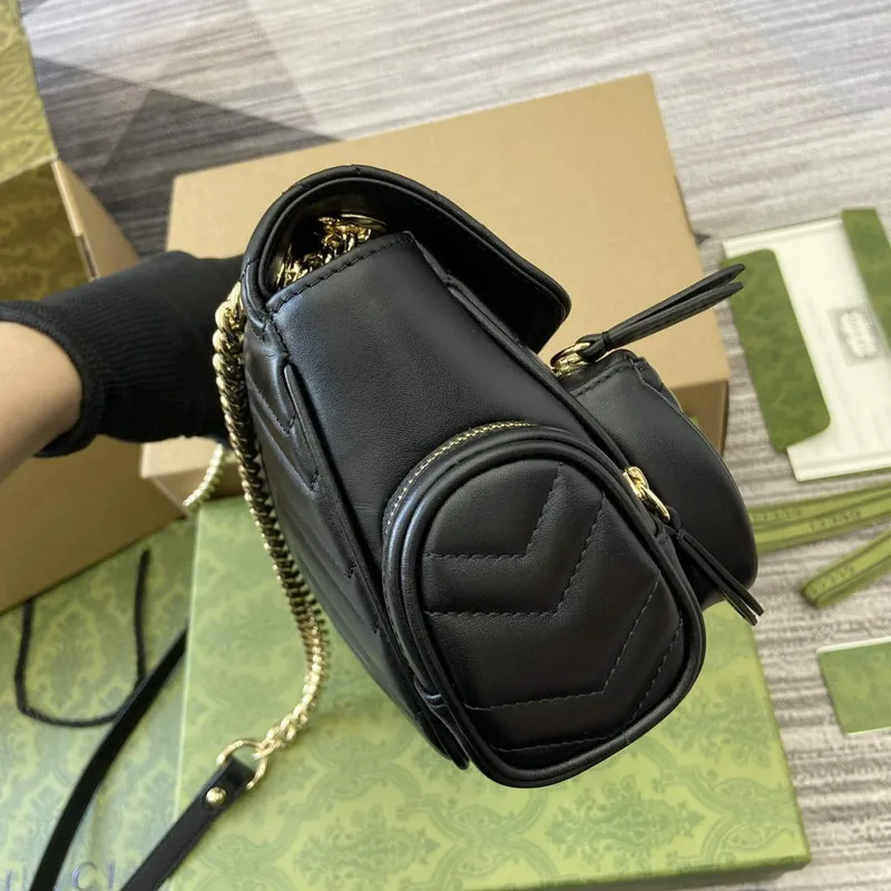 Gucci 795228 GG Marmont Small Multi Pocket Bag Black