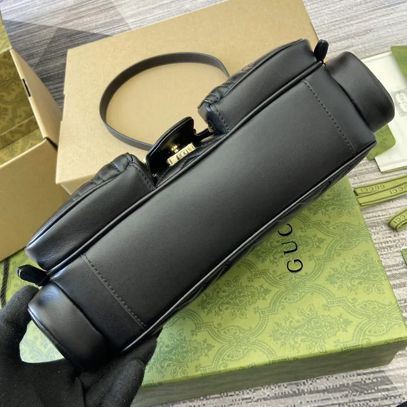 Gucci 795228 GG Marmont Small Multi Pocket Bag Black