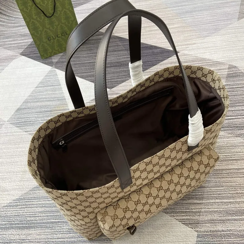 Gucci 802166 Large GG Tote Bag Brown