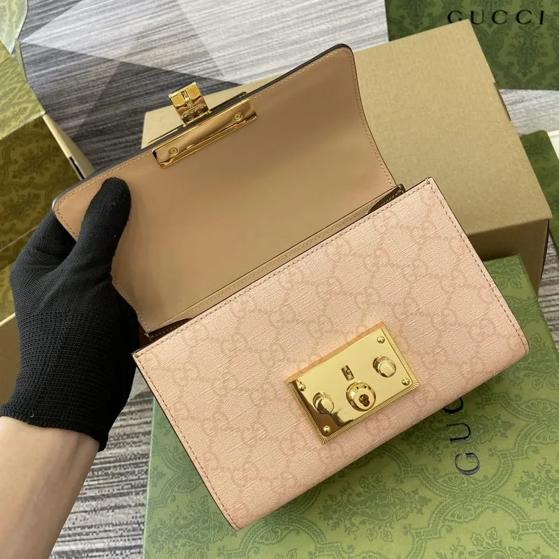 Gucci 409487 Padlock Small Shoulder Bag Pink