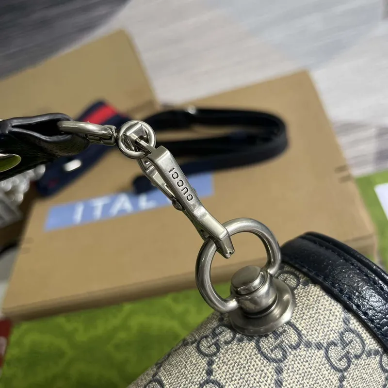 Gucci 721172 Blondie Medium top handle bag Beige and ebony Navy blue