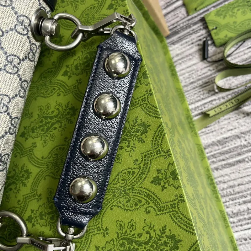 Gucci 721172 Blondie Medium top handle bag Beige and ebony Navy blue