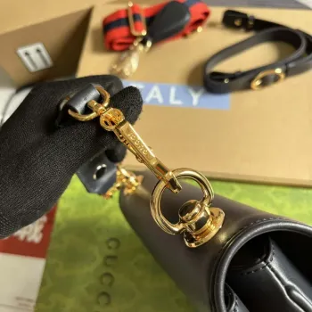 Gucci 721172 Blondie Medium top handle bag Black with navy blue