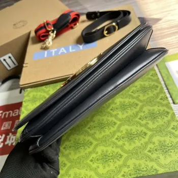 Gucci 721172 Blondie Medium top handle bag Black with navy blue