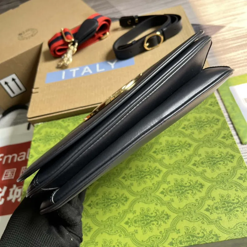 Gucci 721172 Blondie Medium top handle bag Black with navy blue